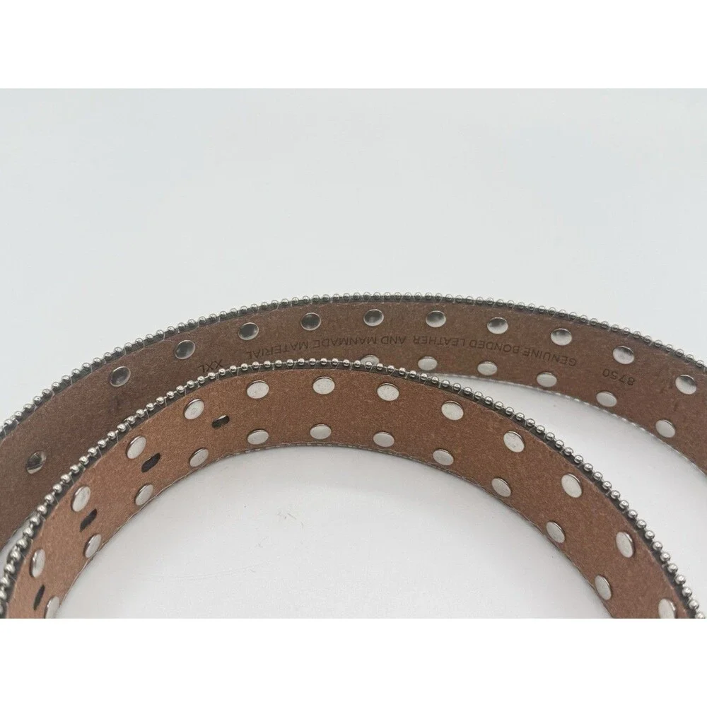 Studded Rhinestone Brown Leather Alligator Western Belt Plus‎ XXL Bling 52” READ